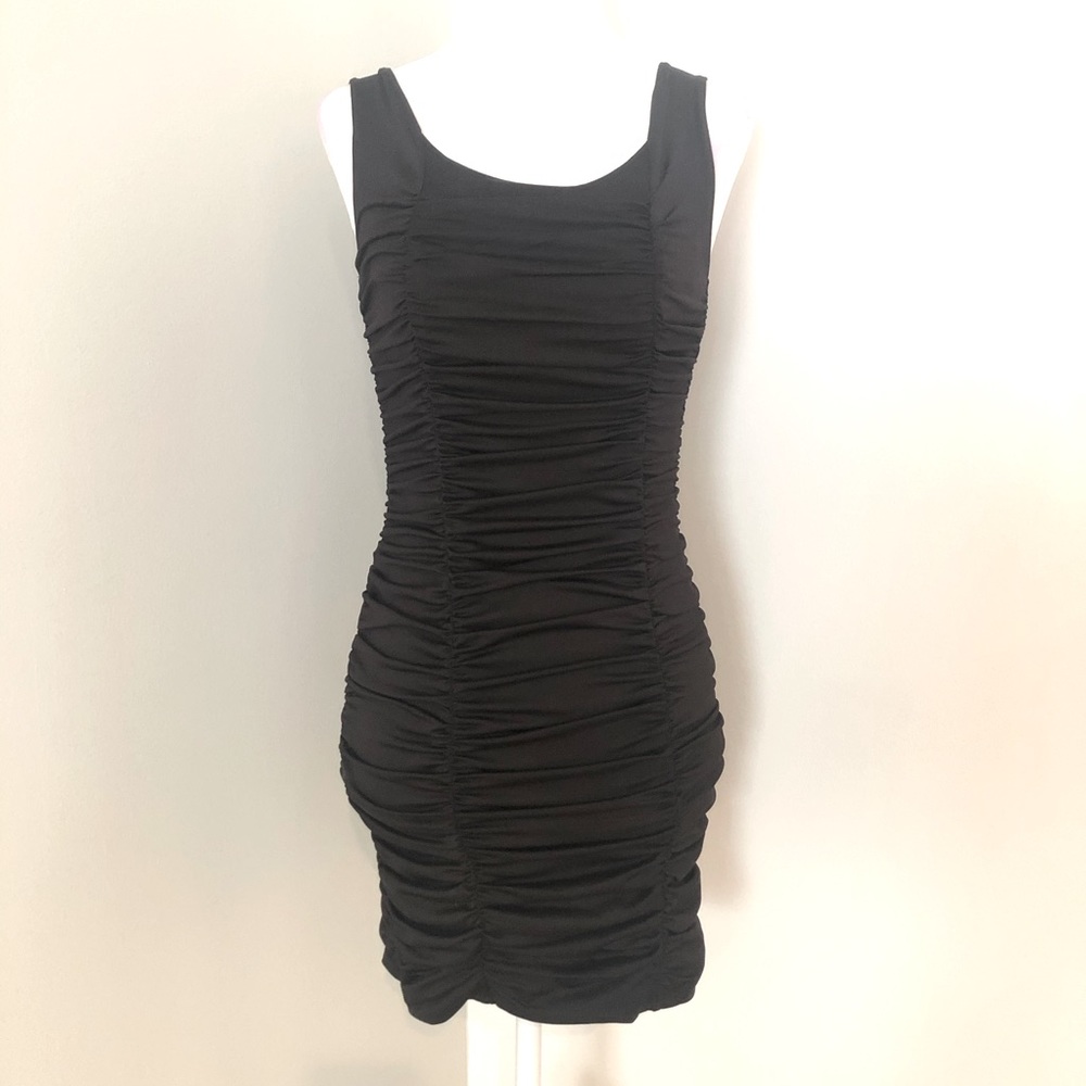 H&M Black Ruched Mini Dress